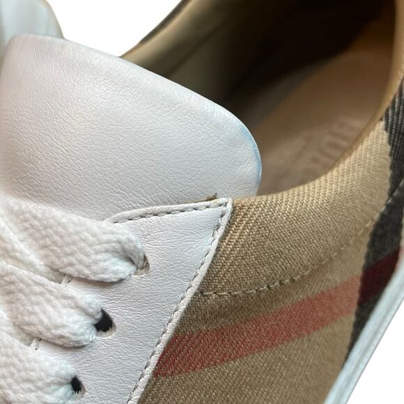Authentic Burberry Salmond Check & Leather Sneakers Womens Luxury EU38/US8 - Picture 9 of 13
